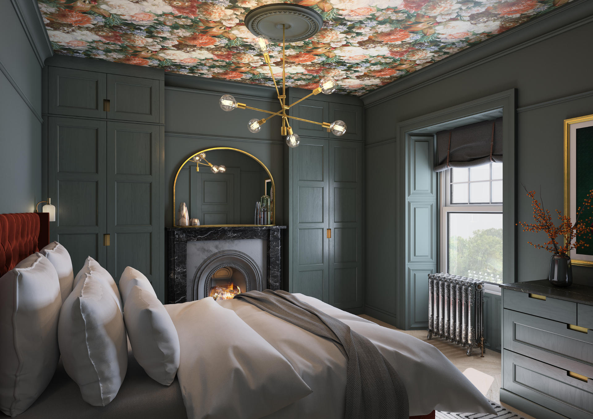 Colourful and Dark Shaker Bedroom