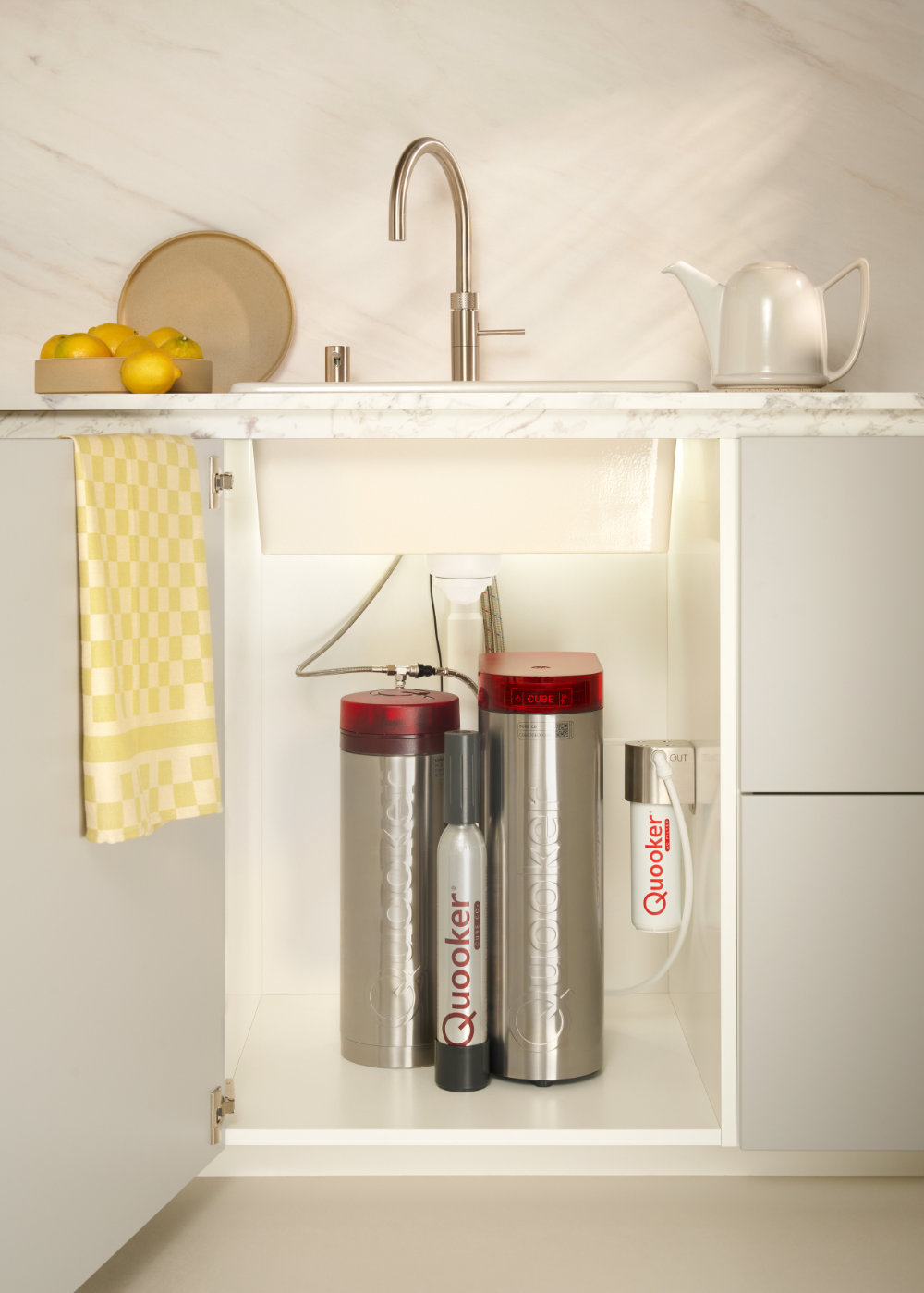 Quooker tanks beneath the sink
