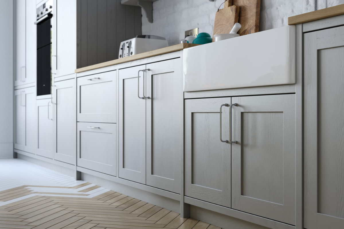 Shaker kitchen base cabinets