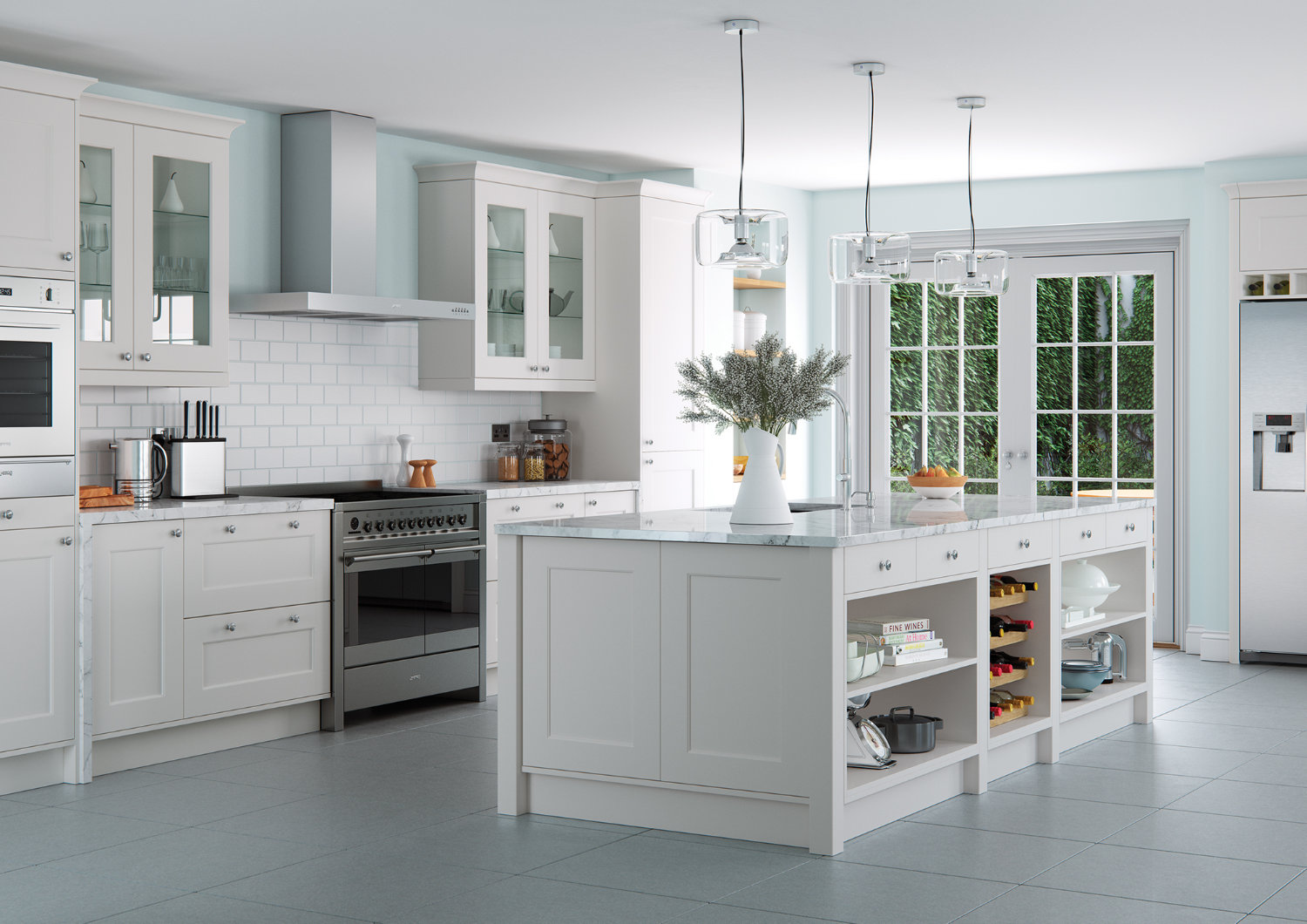 Shaker kitchen in light grey