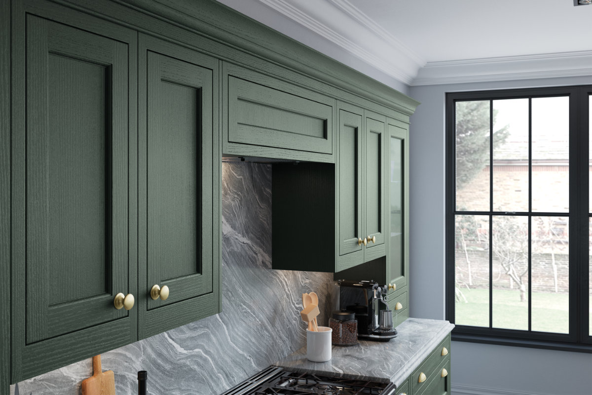 Green in-frame kitchen