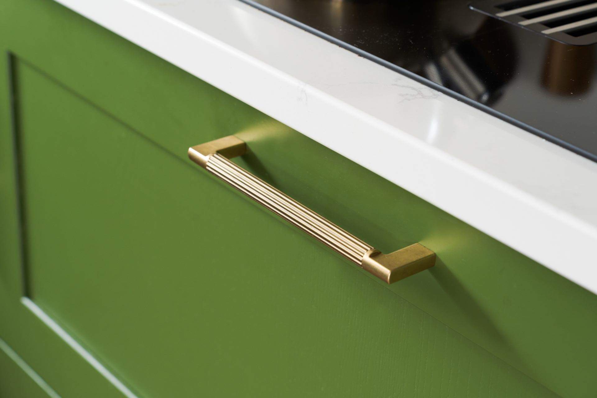 Brass pull drawer handle