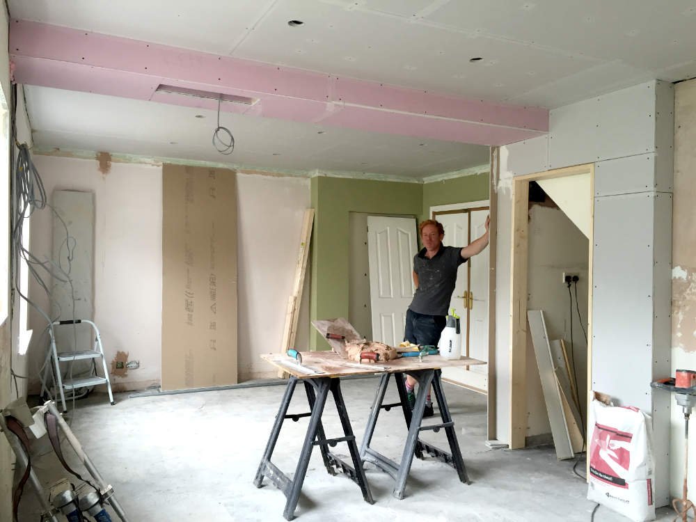 Kitchen wall removed for open plan living