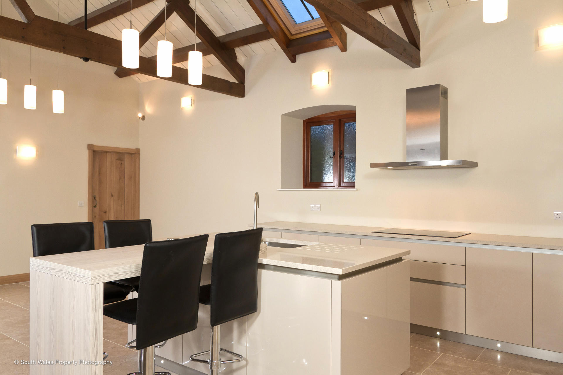 German kitchen in Llancarfan barn conversion