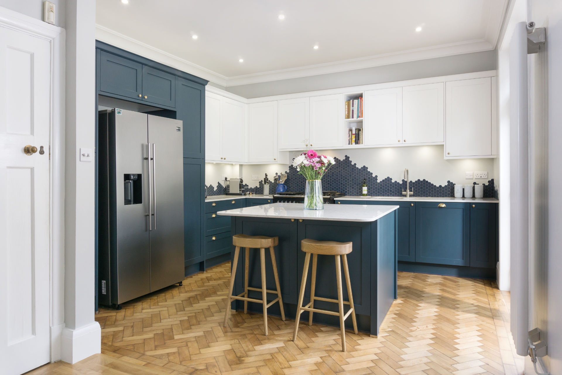 Marine Blue shaker kitchen in Cardiff