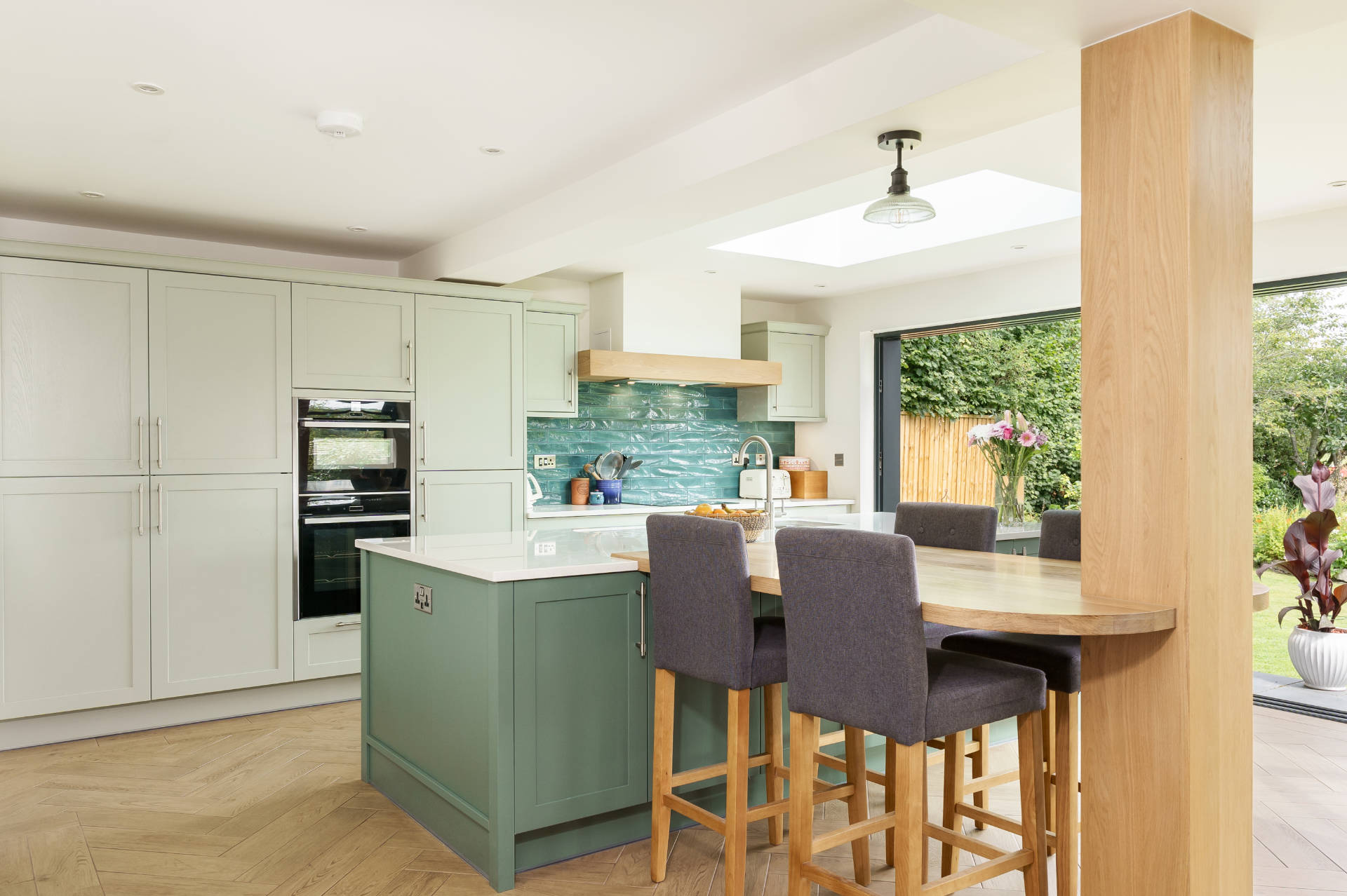 Shaker kitchen in shades of green